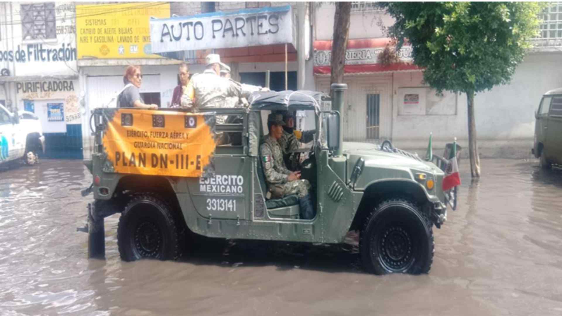 Ejército y Guardia Nacional activan Plan DN-III-E en Nezahualcóyotl tras intensas lluvias