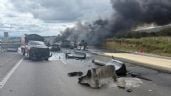 Foto ilustrativa de la nota titulada: Choque entre pipa y tráiler provoca incendio y cierre de autopista México–Puebla (Videos)